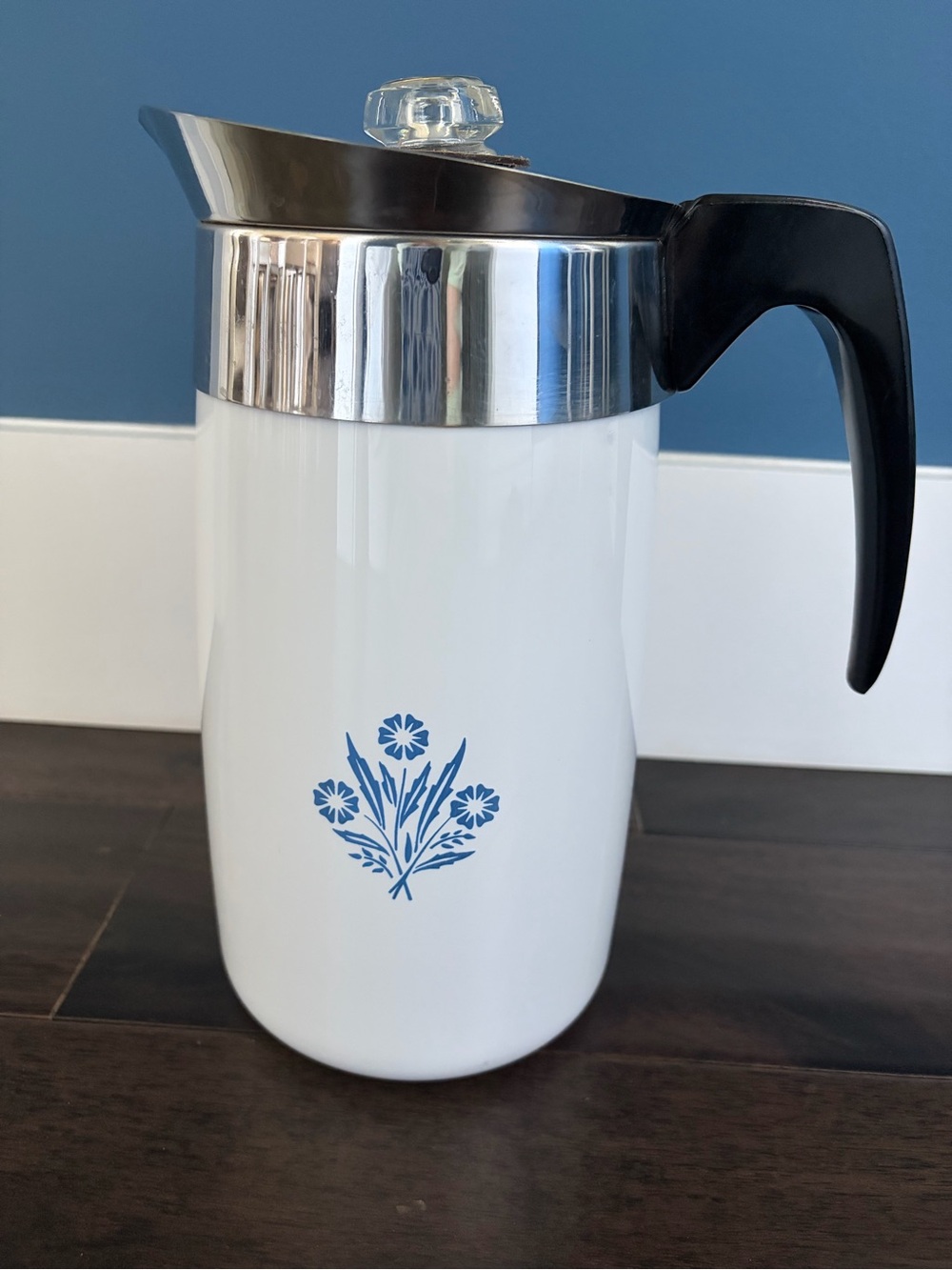 Vintage Corning Ware Blue Cornflower 10 cup Coffee Percolator Pot Only